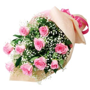 画像1: 615028 ピンクバラの花束