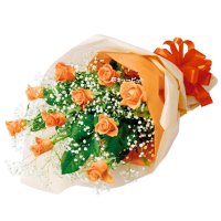 615029 オレンジバラの花束