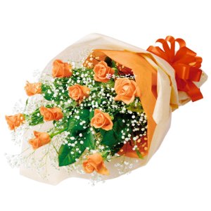 画像1: 615029 オレンジバラの花束
